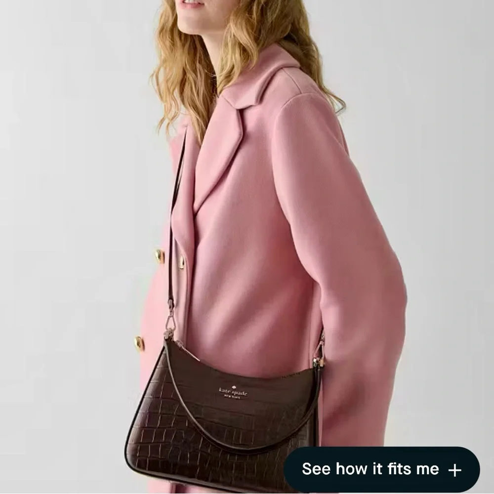 🤎💛 NWT KATE SPADE Margot Metallic Croc Embossed Convertible Shoulder Bag – NEW - Picture 2 of 7